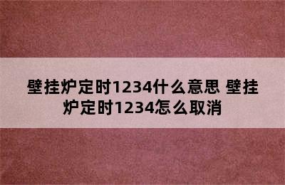 壁挂炉定时1234什么意思 壁挂炉定时1234怎么取消